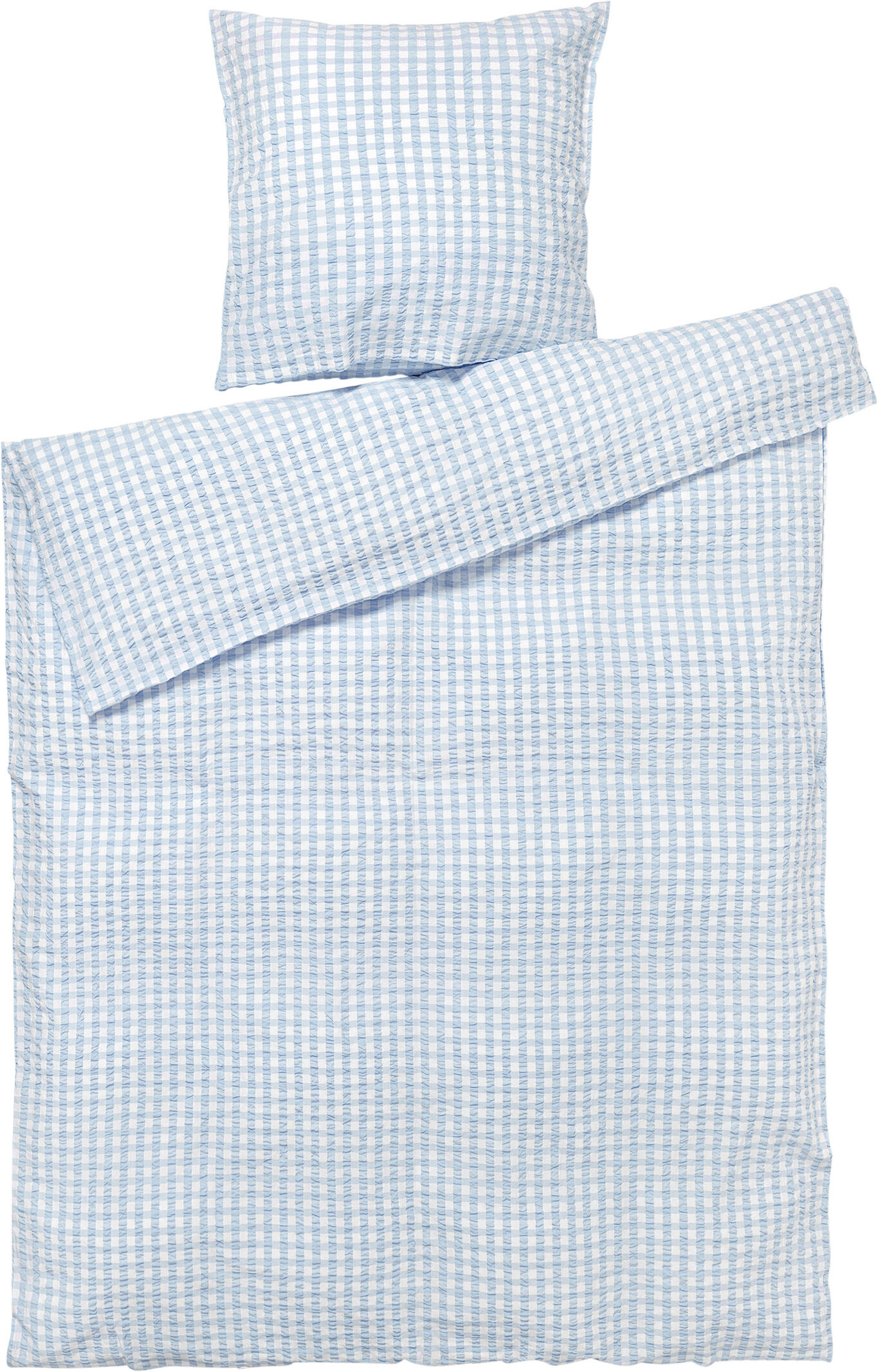 B&aelig;k&B&oslash;lge Senget&oslash;j lys bl&aring;/hvid 140x200 cm DK