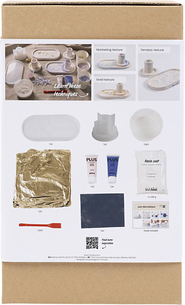 Start DIY Kit Resin St&oslash;bning, 3 lysestager og 2 fade