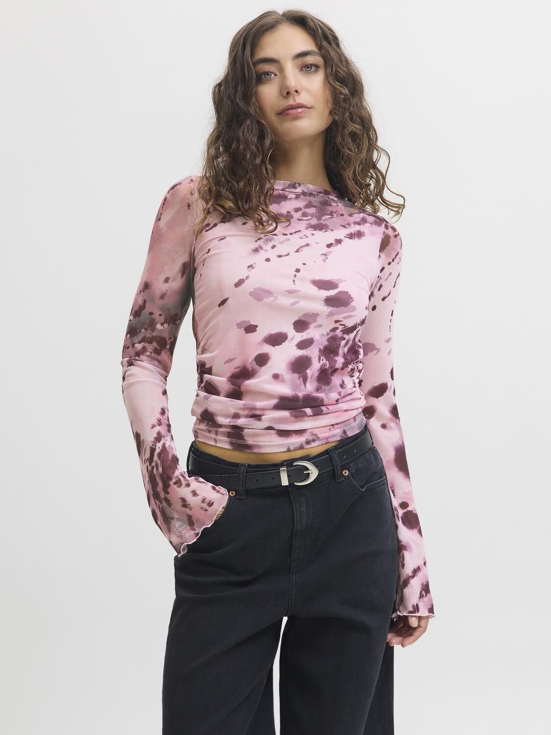 JXMINNA MESH LS TOP WVN LN