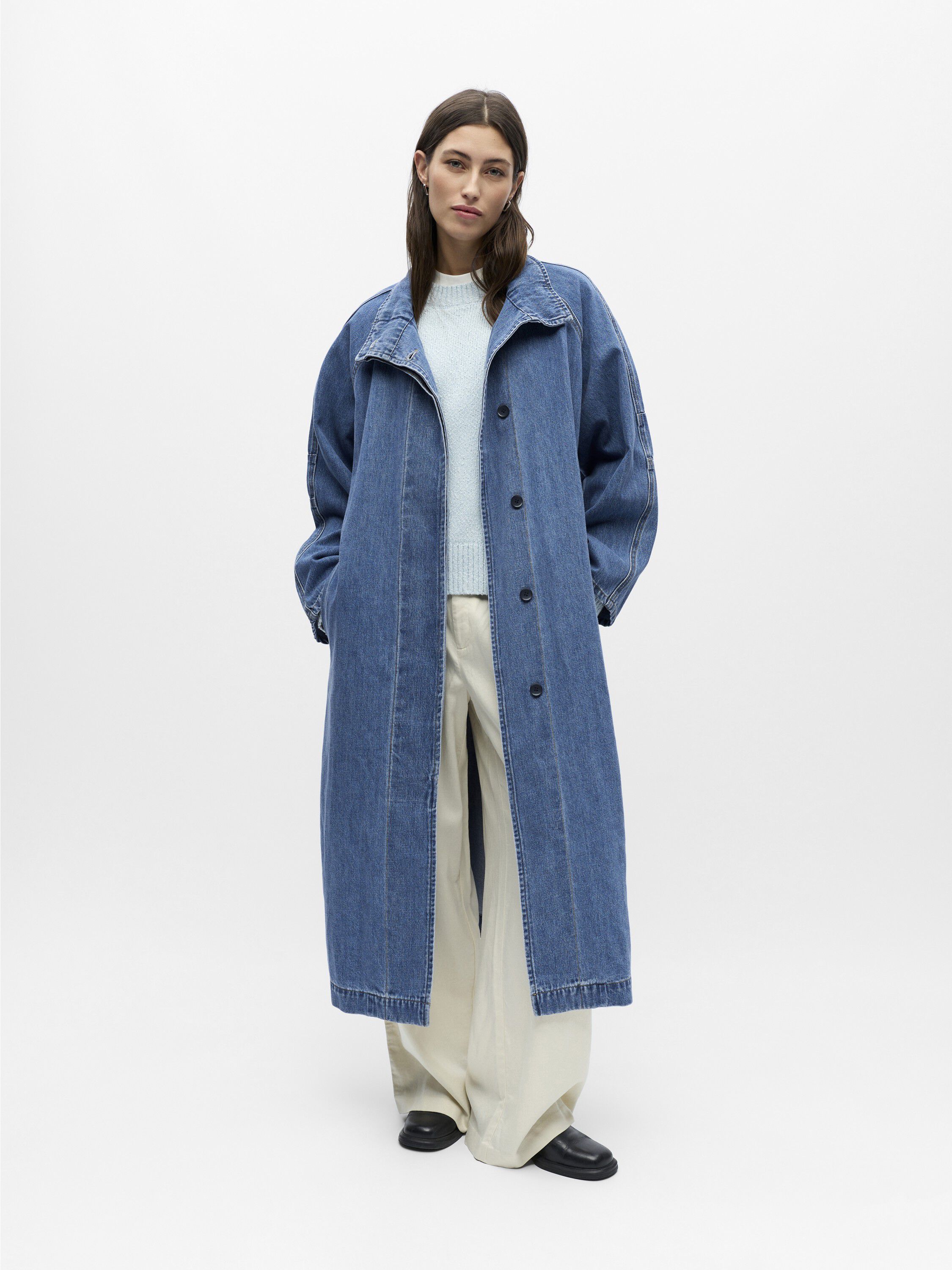OBJTRINNA L/S DENIM TRENCHCOAT NOOS