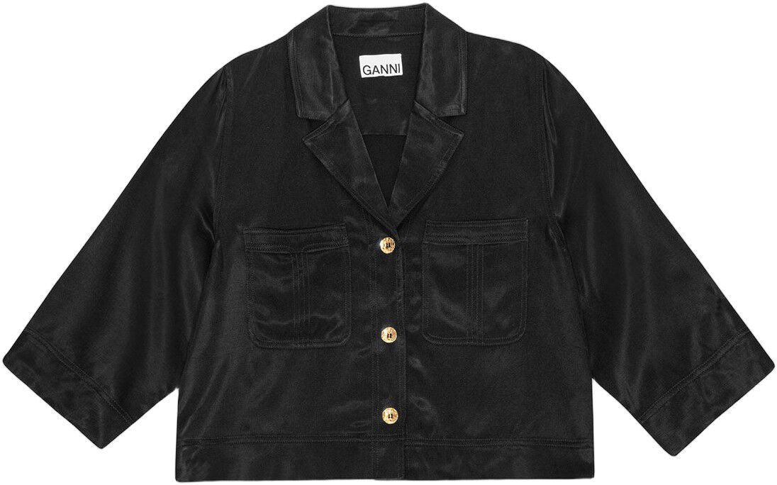 Washed Satin Crop Shirt