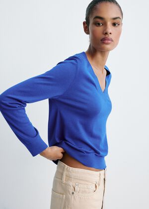 V-neck knit sweater