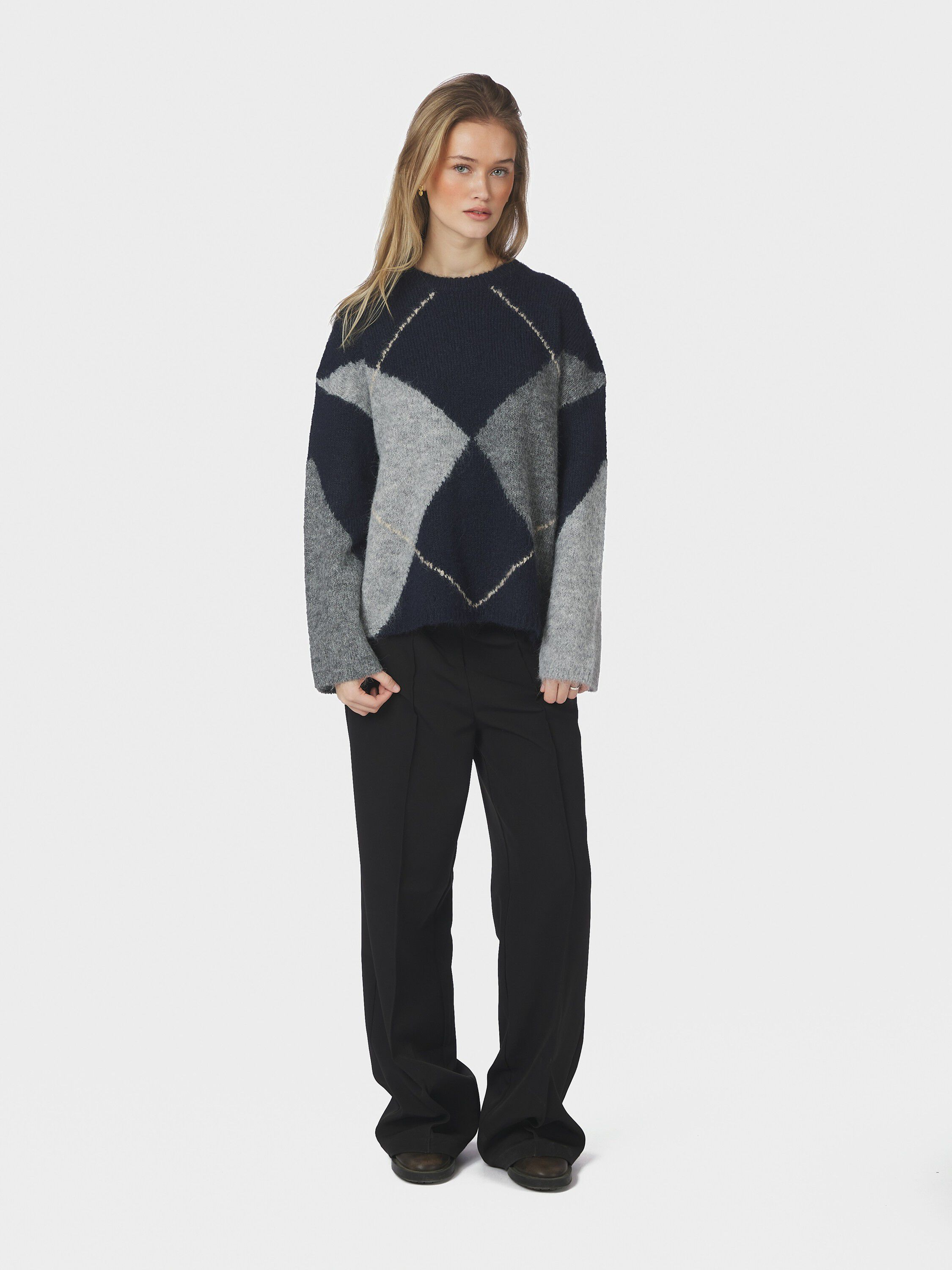 Inga Check Fluff Knit Blouse