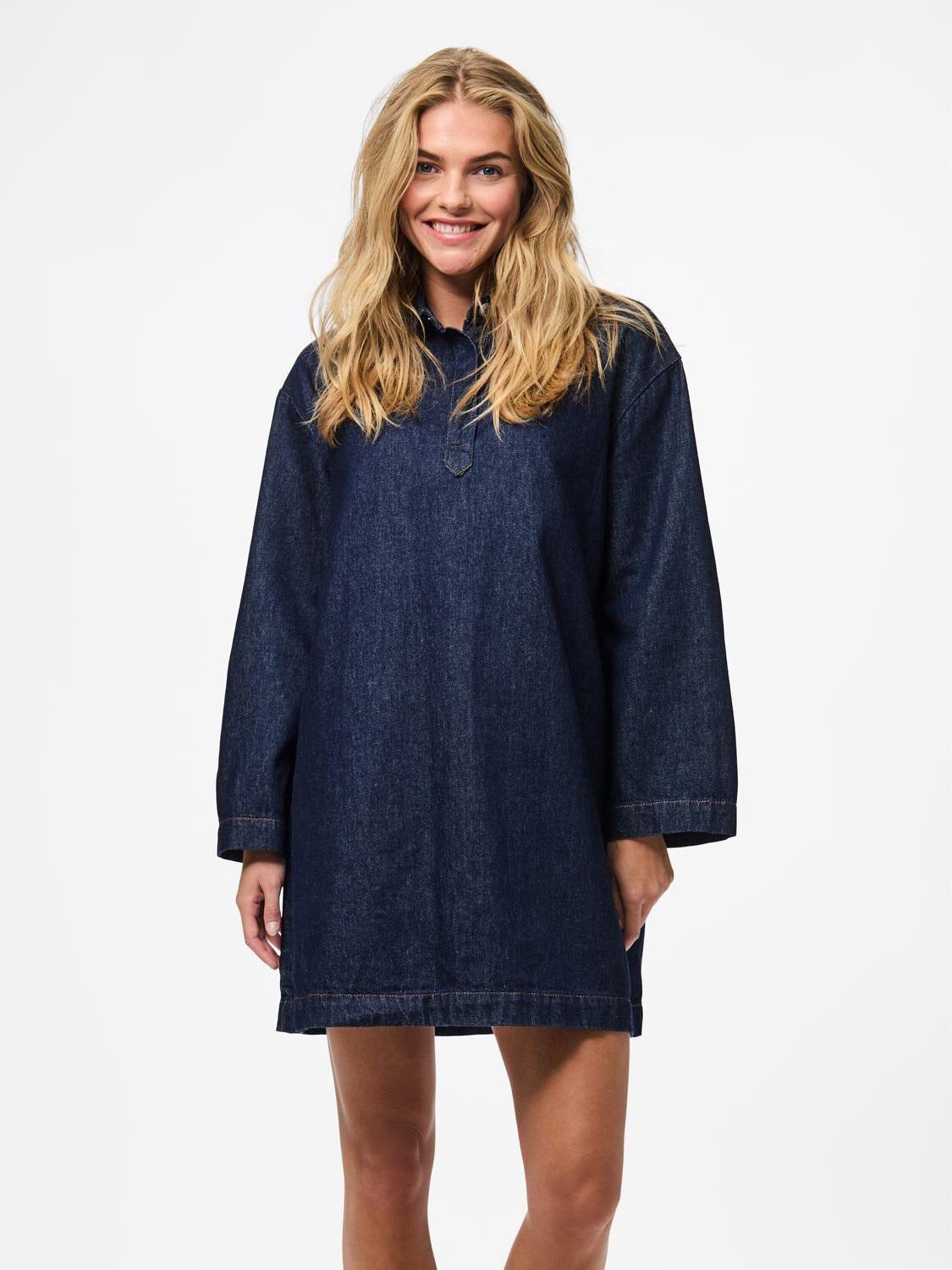 PCKENYA LS A-SHAPE DENIM DRESS NOOS