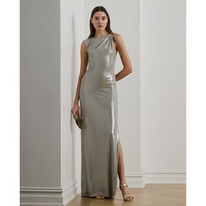 METALLIC JERSEY-GOWN W/ TRIM