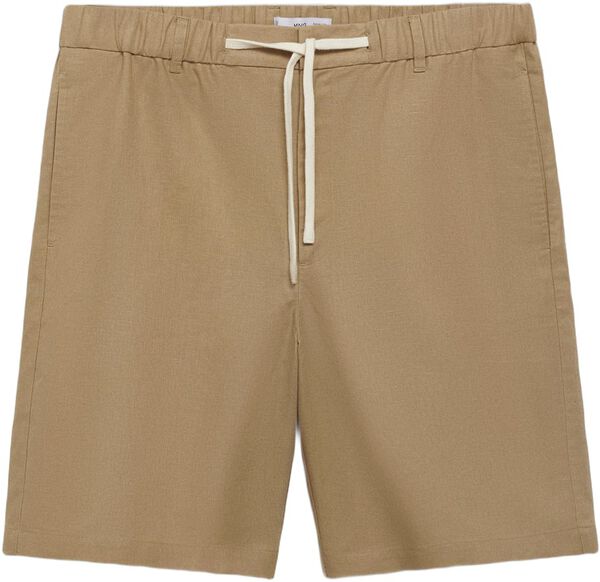 Linen bermuda shorts with drawstrin