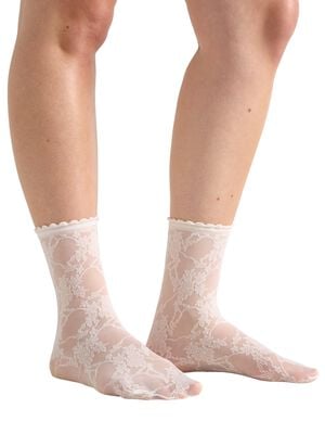 Sock 30 den lace floral daisy