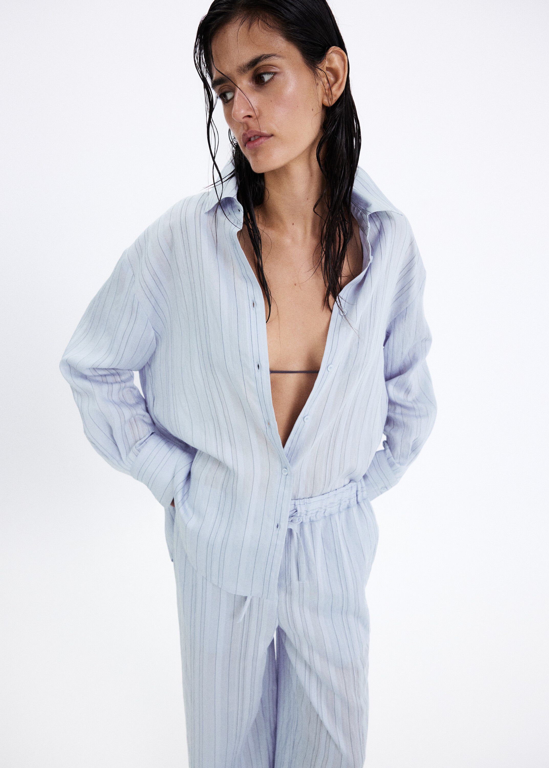 Straight striped trousers