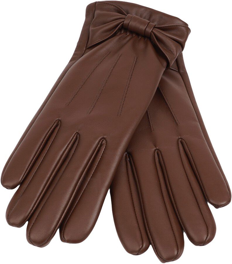 SONDRIO - BOW DETAIL LEATHER GLOVES WITH CASHMERE LINING