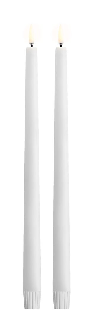 LED taper candle, Nordic white, Smooth, 2-pack, 2,3x32 cm
