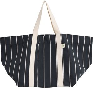 Outdoor Market Picnic Bag - Medium - Black with beige stripe