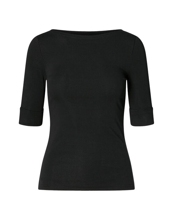 Stretch Cotton Boatneck Tee