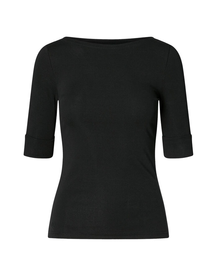 Stretch Cotton Boatneck Tee