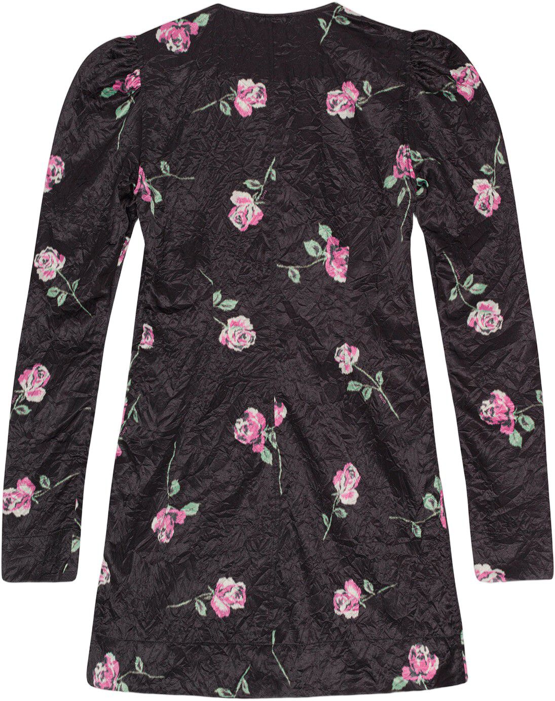 Crinkled Satin V-neck Minikjole