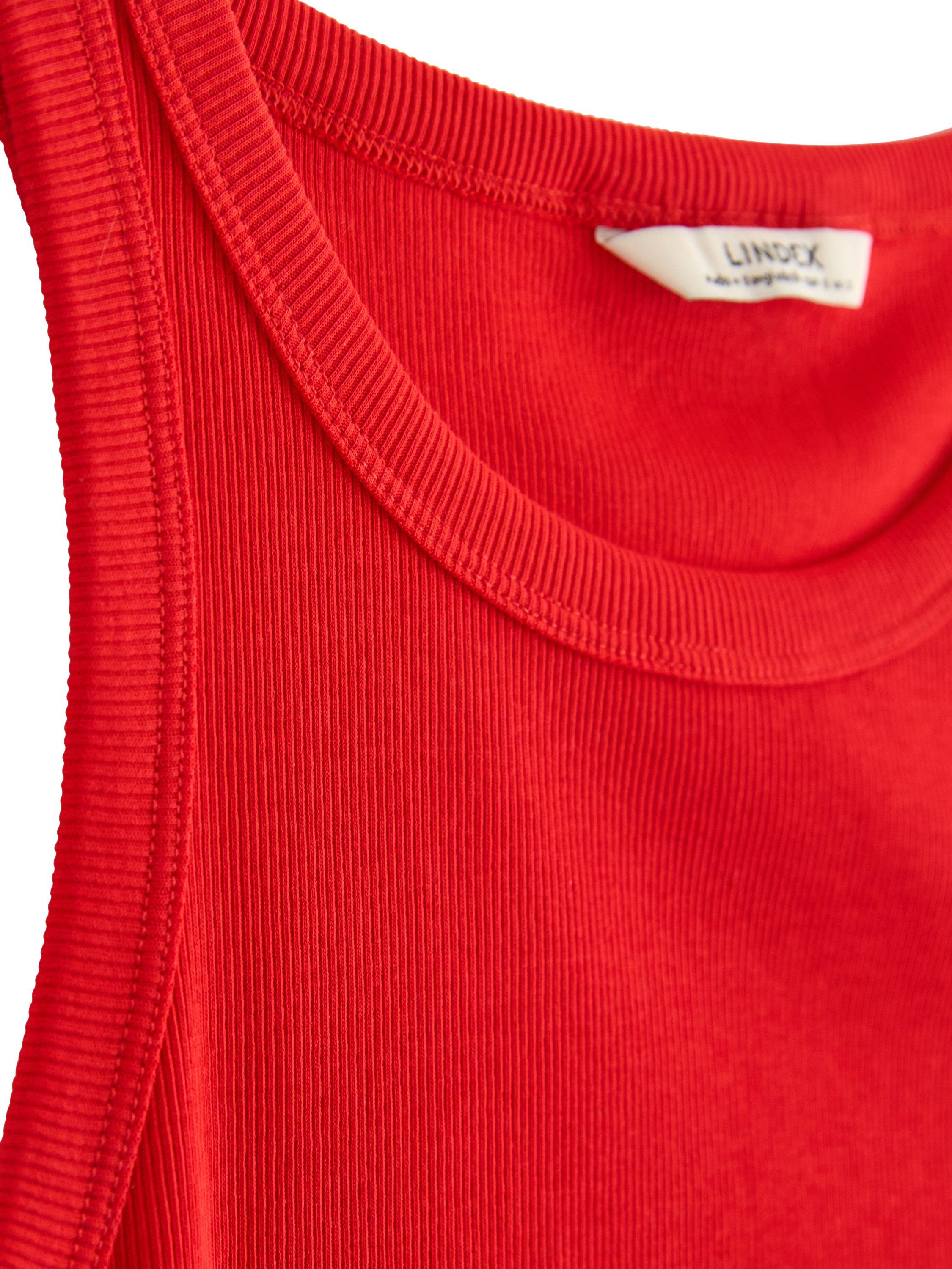 Ribbet tanktop i bl&oslash;d og elastisk b