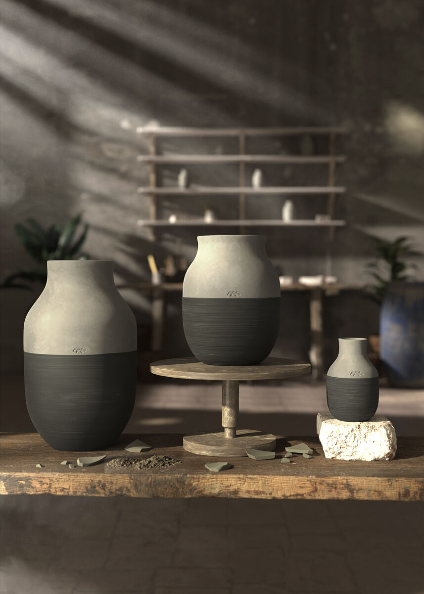 Omaggio Circulare Vase H12. 5 cm antracitgr&aring;