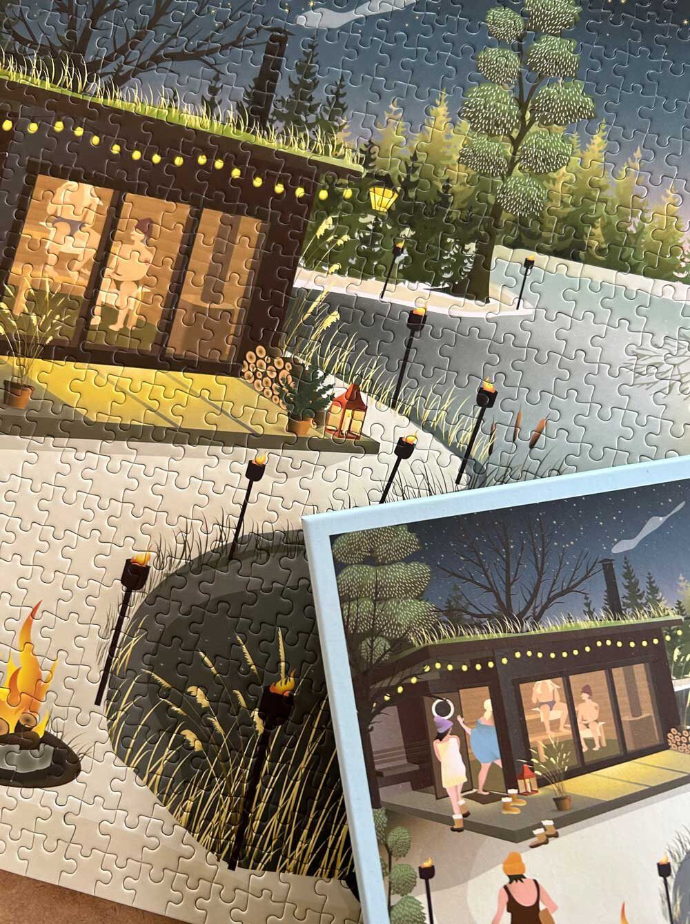 SAUNA BY THE LAKE - puslespil med 1000 brikker