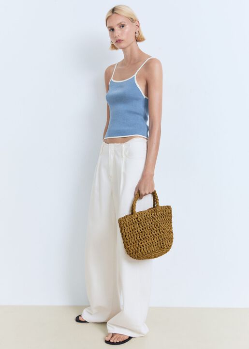 Knitted top with contrasting trim