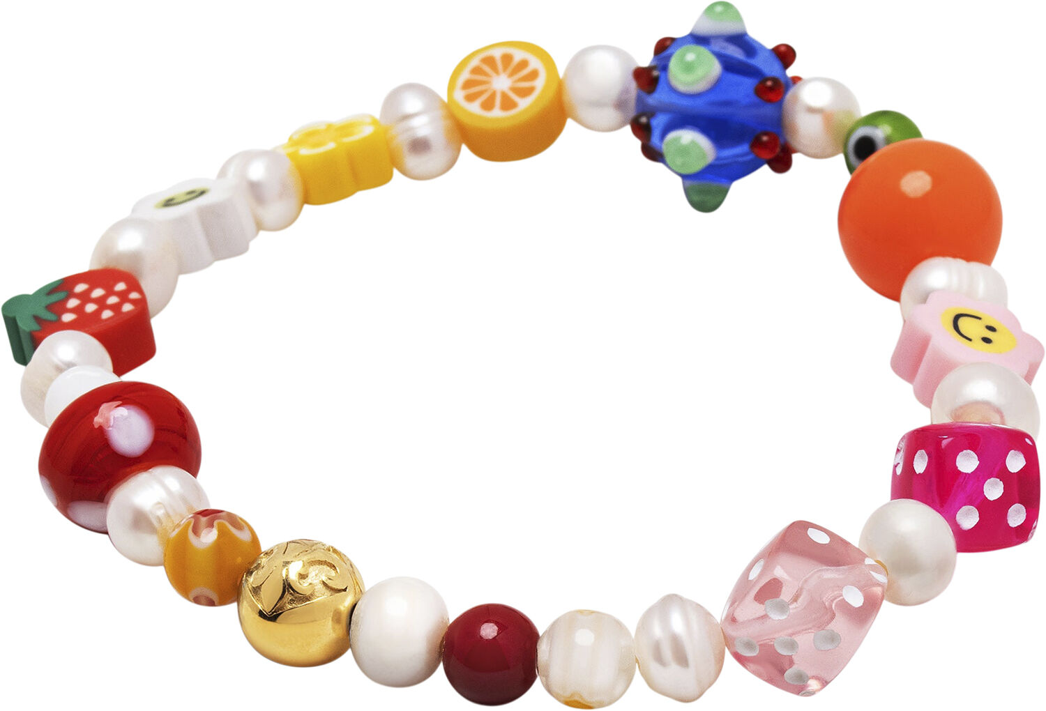 Men's Berry Pearl Bracelet with Assorted Beads