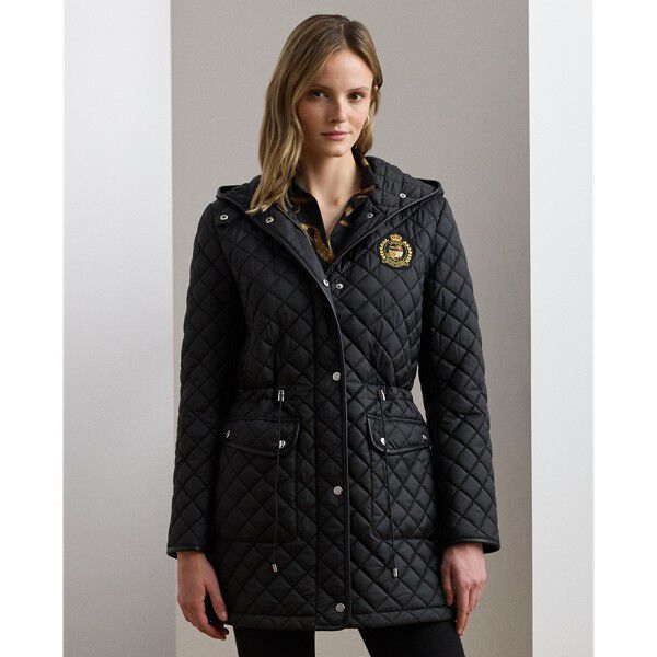 Crest-Patch Diamond-Quilted Anorak