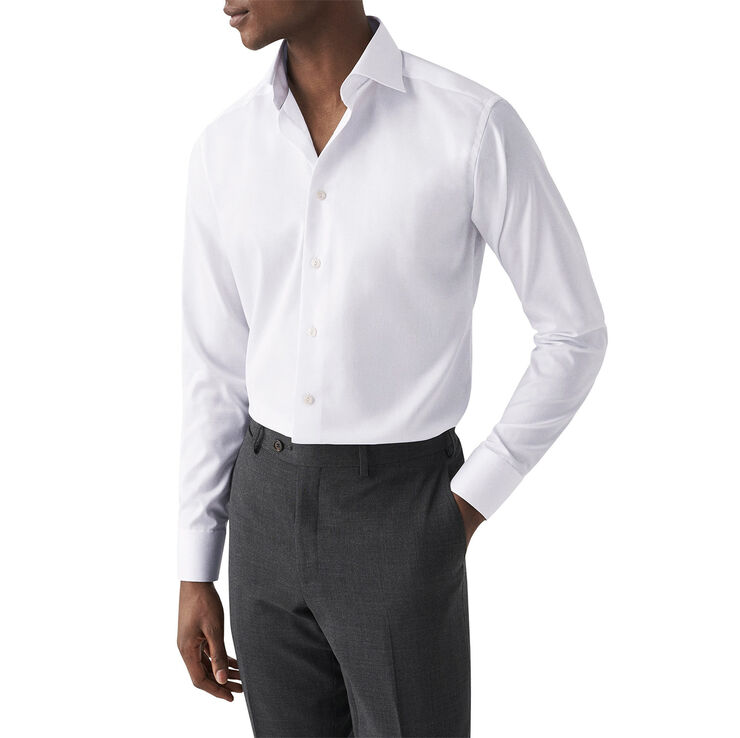 White Signature Twill Shirt - Slim Fit