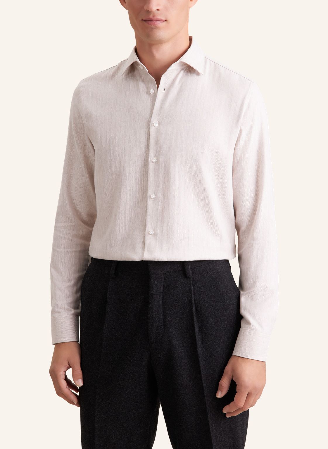 Flannel shirt Slim 1/1 Kent-Collar Herringbone