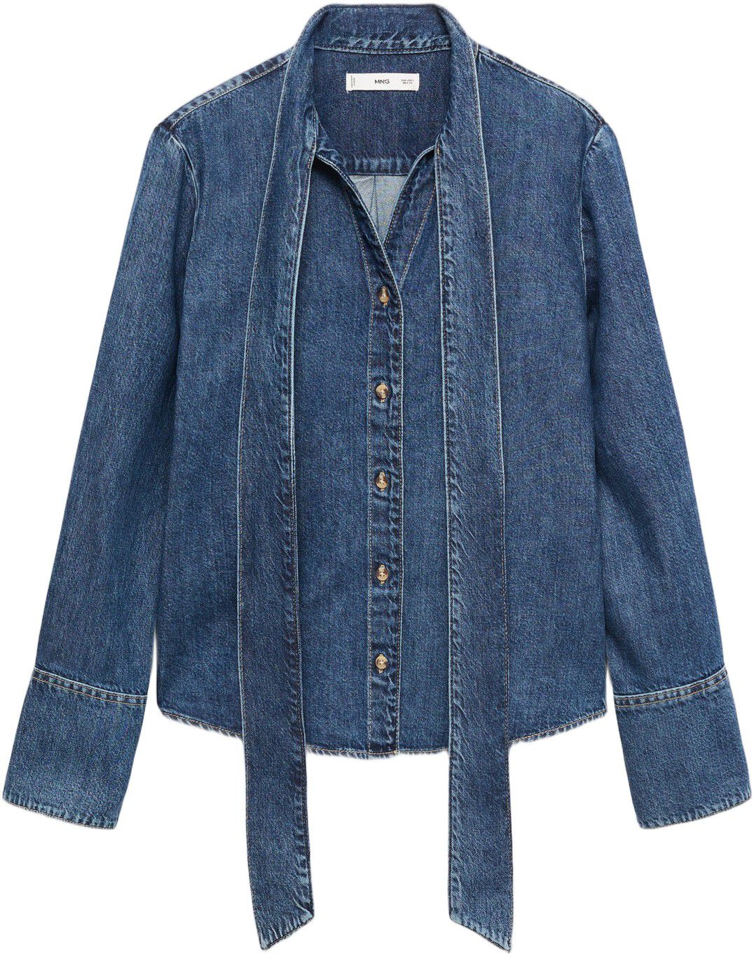 Denim shirt with bow