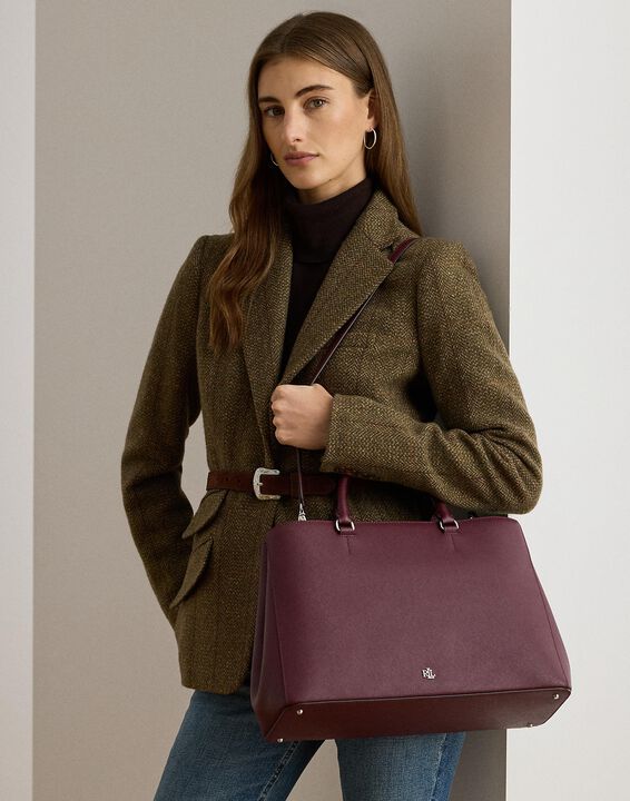 Crosshatch Leather Large Hanna Satchel