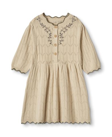 SUNNY EMBROIDERED 3/4 KNIT DRESS