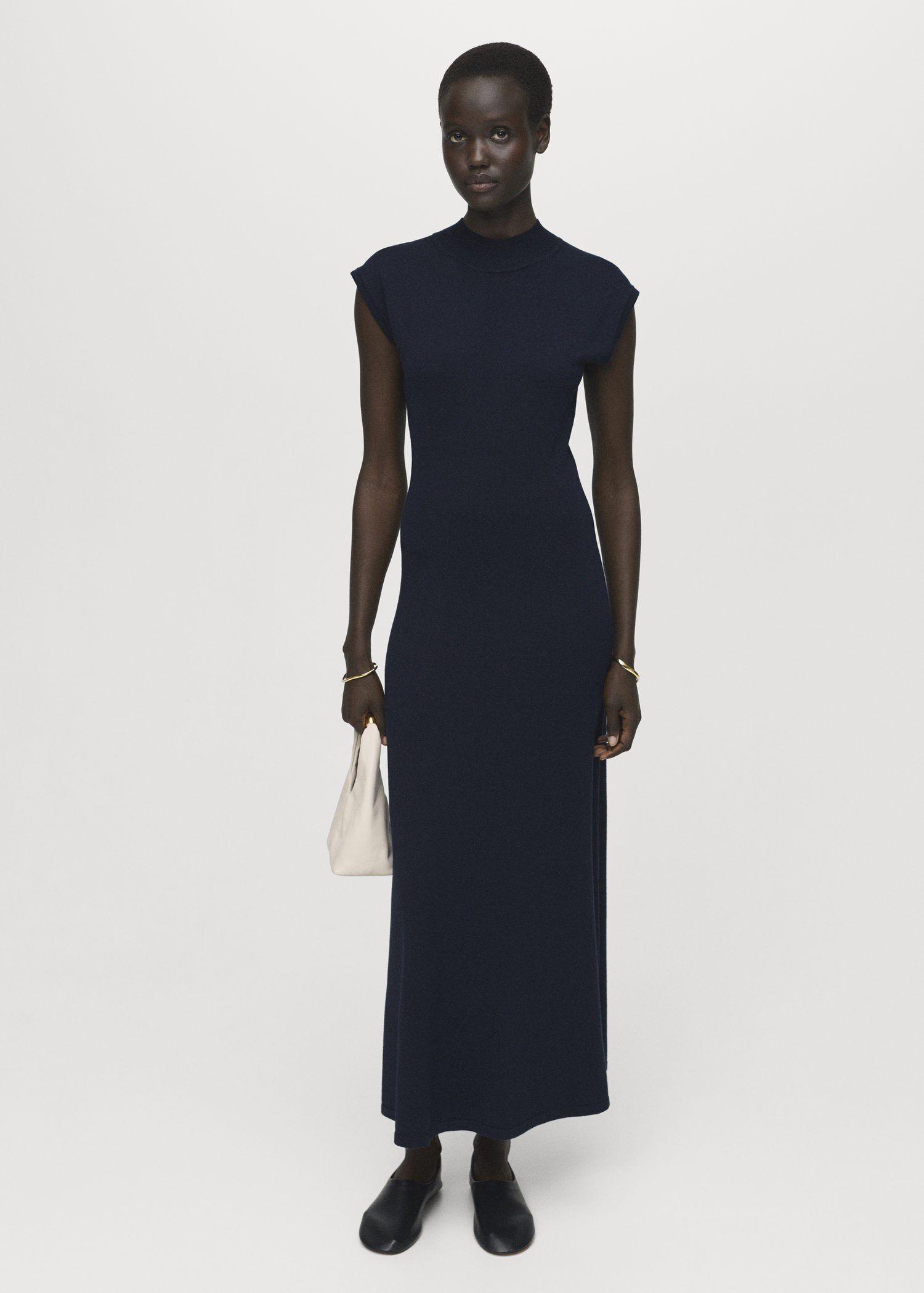 Perkins-neck knitted dress