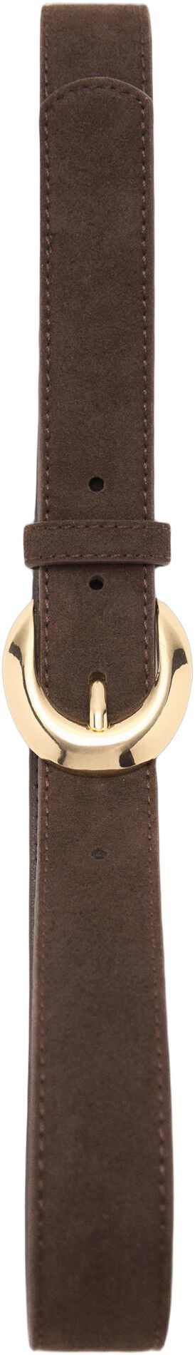 Leather belt with oval buckle