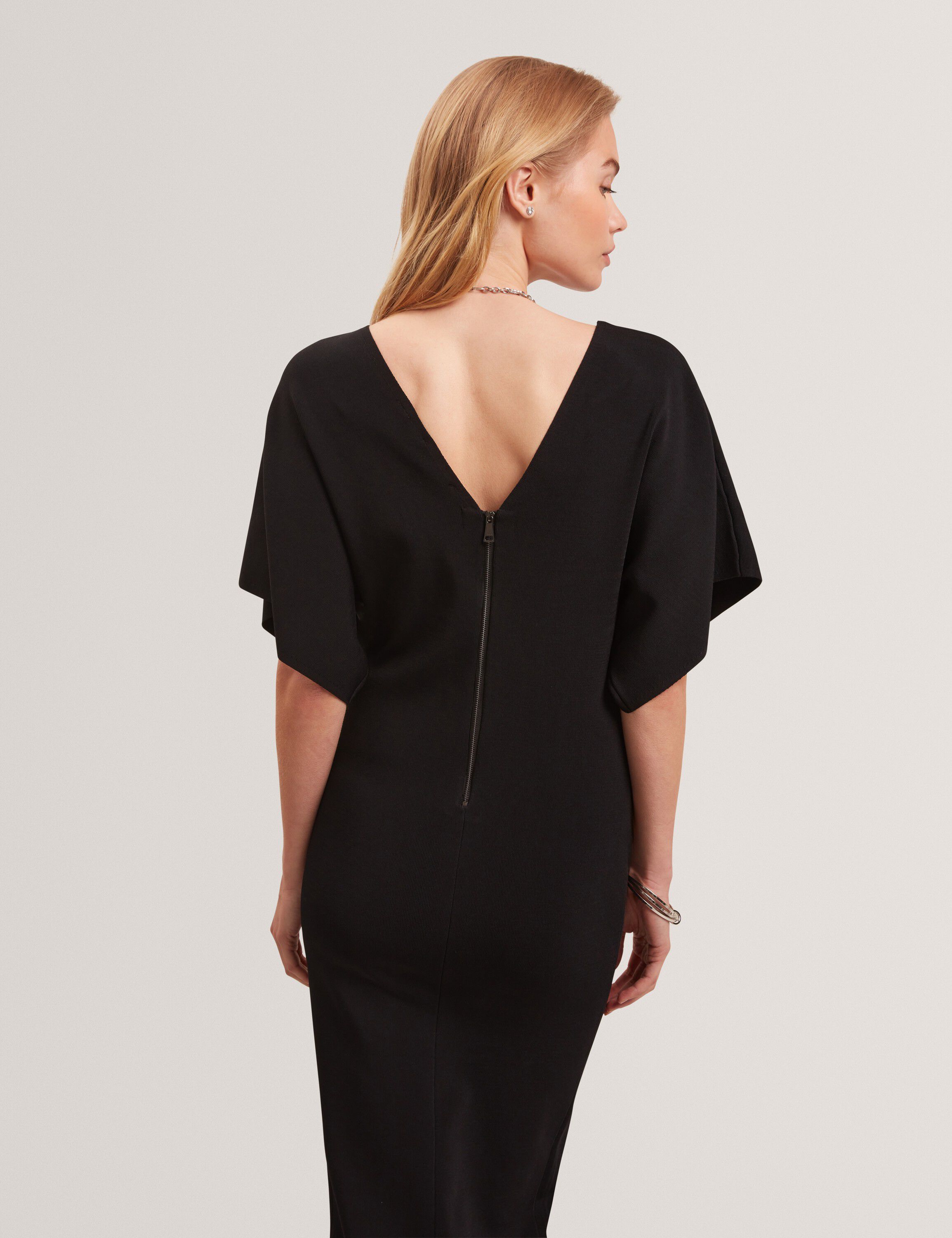 REBEXXA Neck Knitted Midi Dress