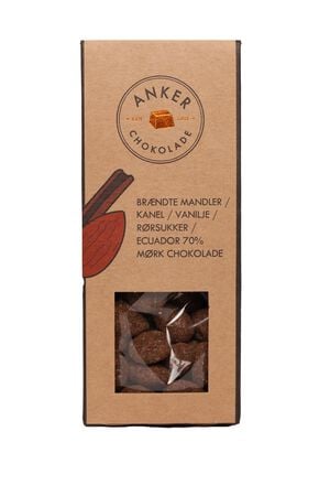Br&aelig;ndte mandler / kanel / vanilje / r&oslash;rsukker / Ecuador 70% m&oslash;rk choko