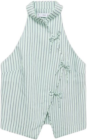 Striped top with a strap neckline a