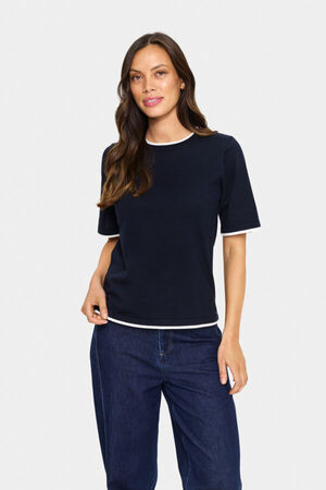MilaSZ Contrast Stripe SS Pullover