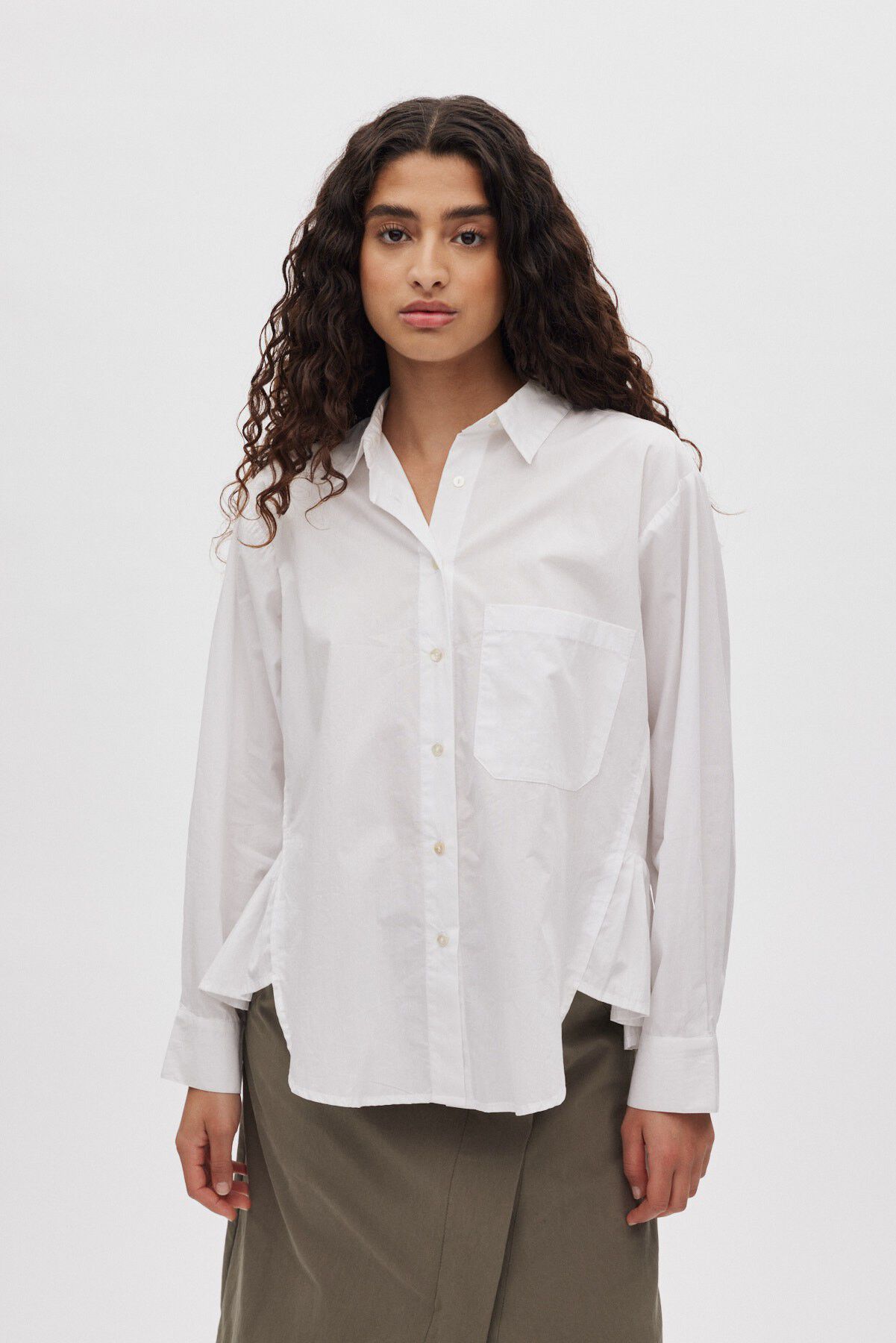 Poplin side gather shirt - Djana
