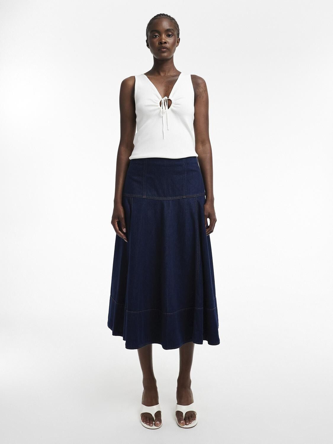 TSLEAH HR MAXI DNM SKIRT DB