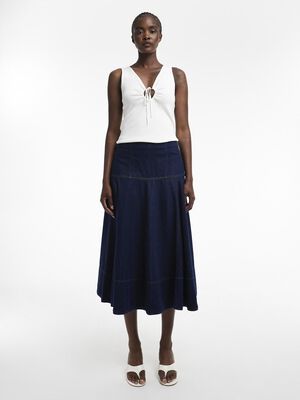 TSLEAH HR MAXI DNM SKIRT DB