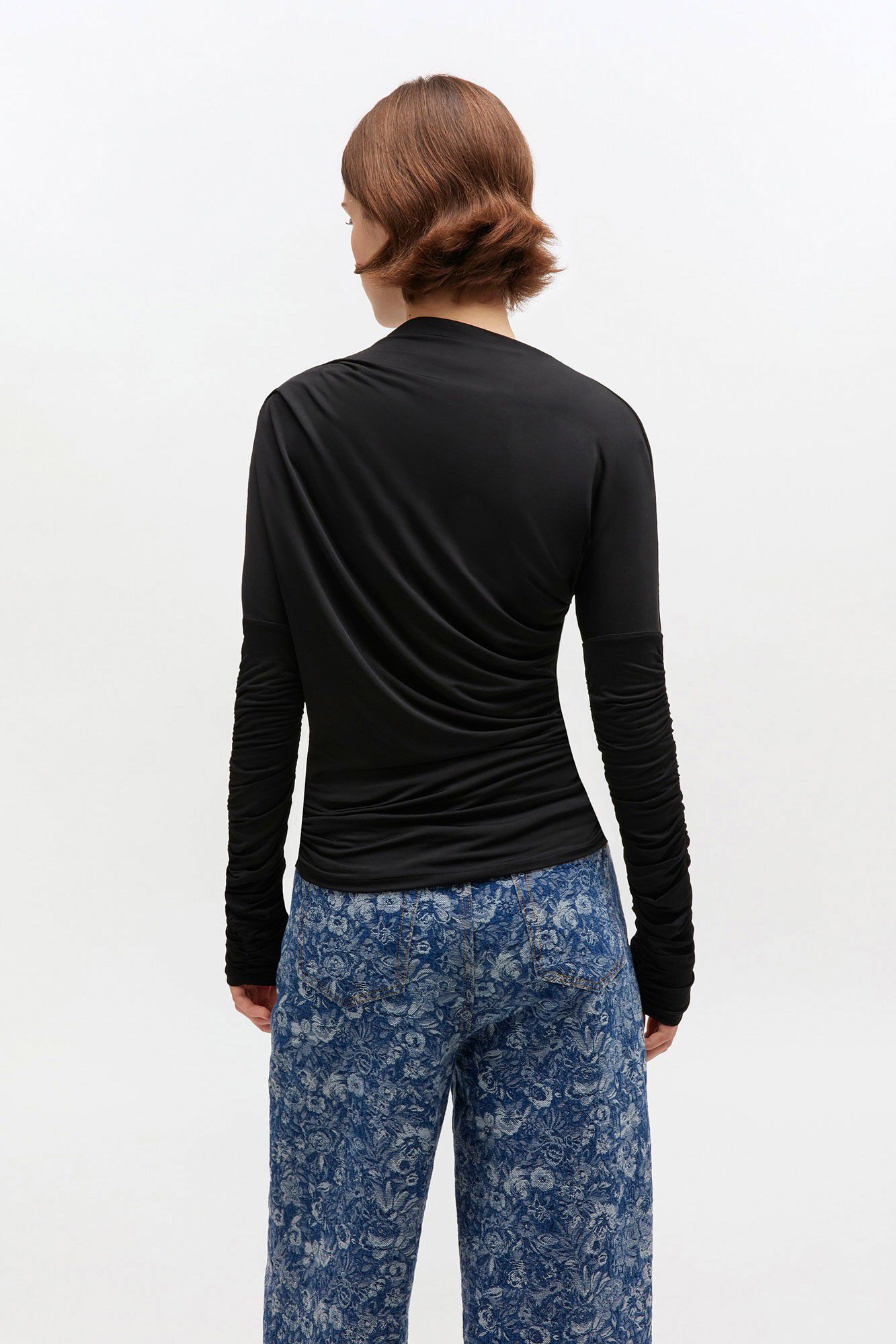 Shiny Jersey Ruched Top