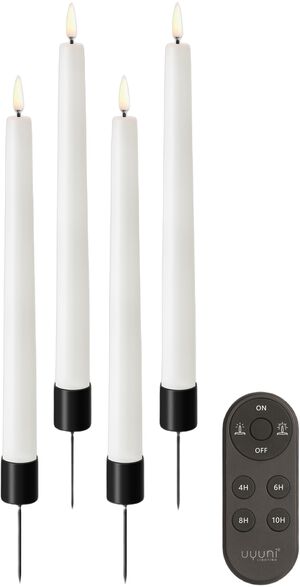 Giftbox w. spike, remote, LED taper candle, Nordic White, sm