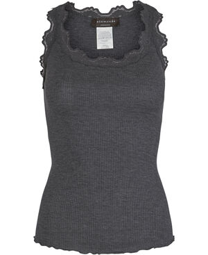 Silk top regular w/vintage lace