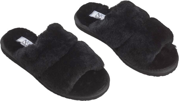 Slippers Straps (of 100% New Zealand Sheepskin) Black