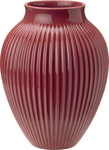 Knabstrup, vase, riller bordeaux, 27 cm