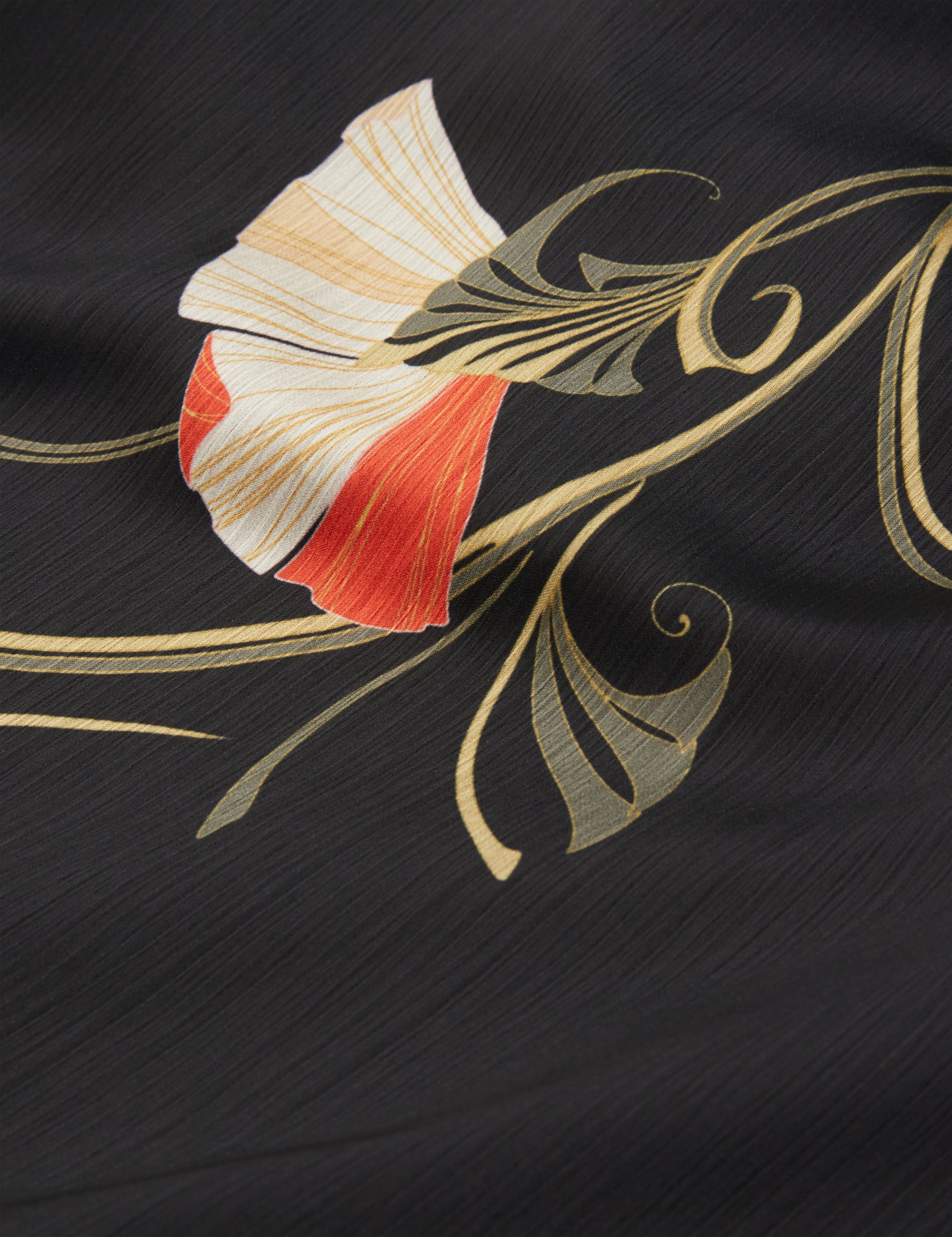 ORTUGA Neck Tie Printed Long Sleeve