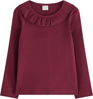Top ls rib with frill collar