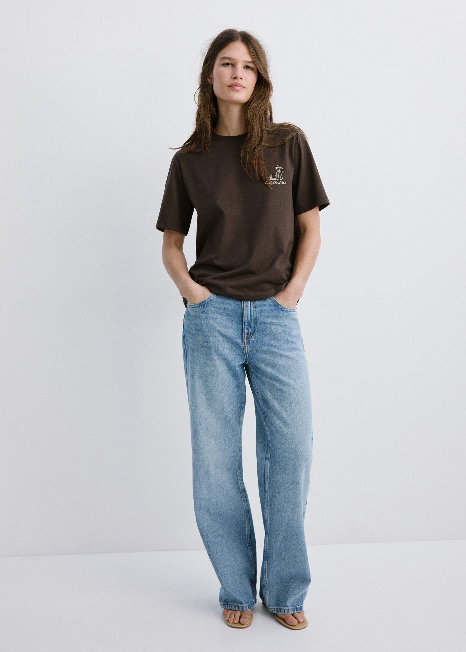 Printed cotton-blend t-shirt
