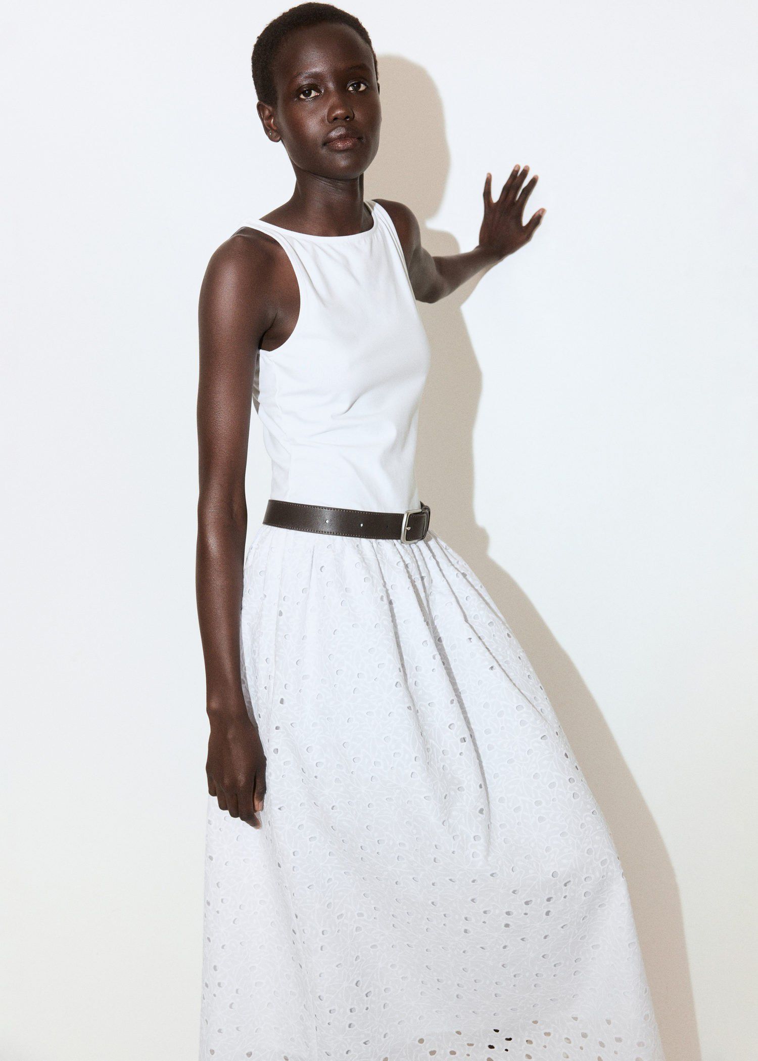 Embroidered lace flared dress