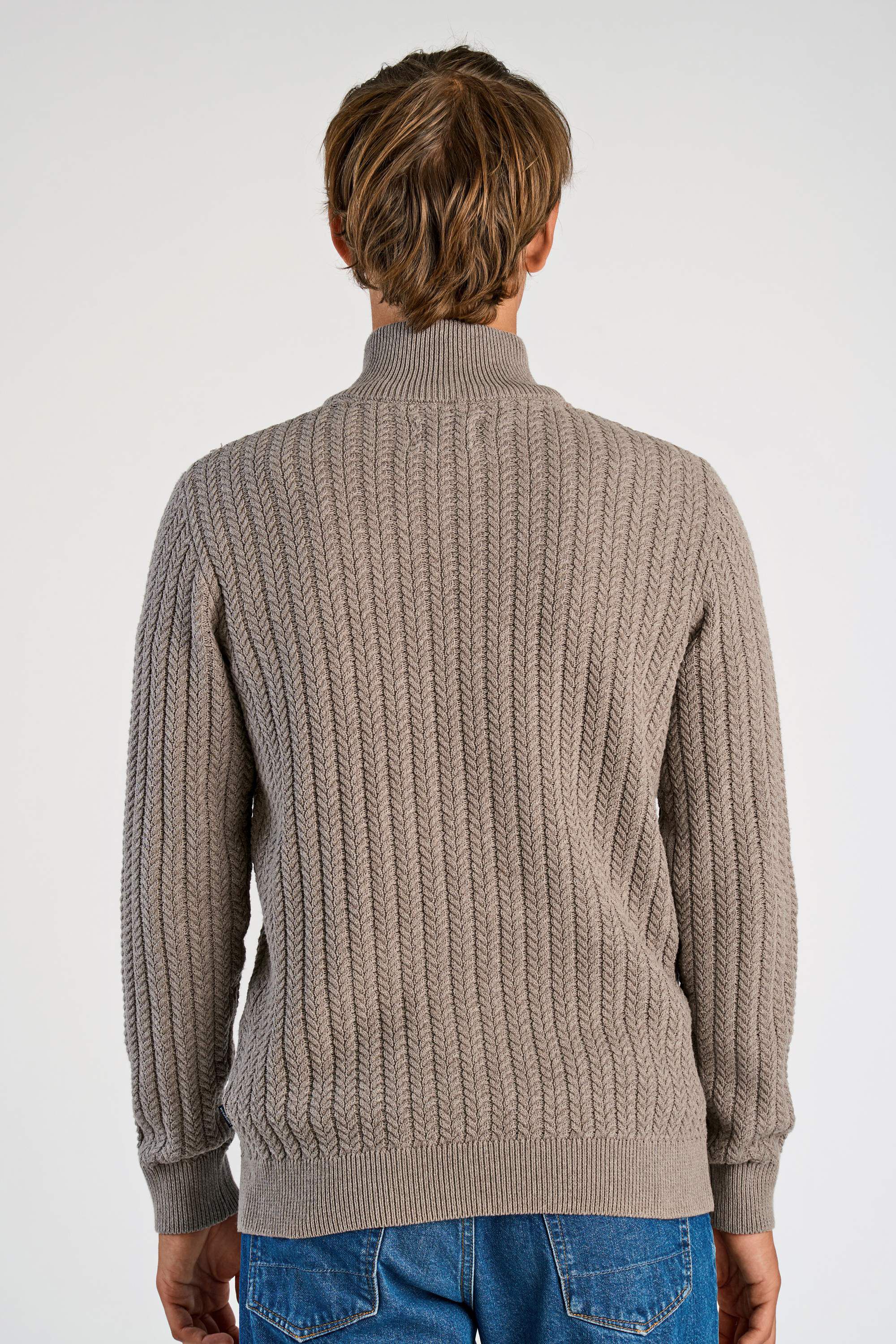 Recycle cabel knit half zip