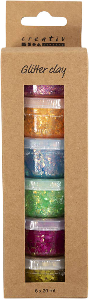 Glitter Clay, 6x20ml.