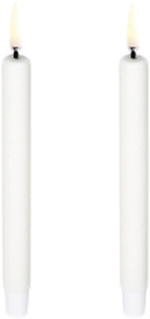 LED mini taper candle, Nordic white, Smooth, 2-pack,